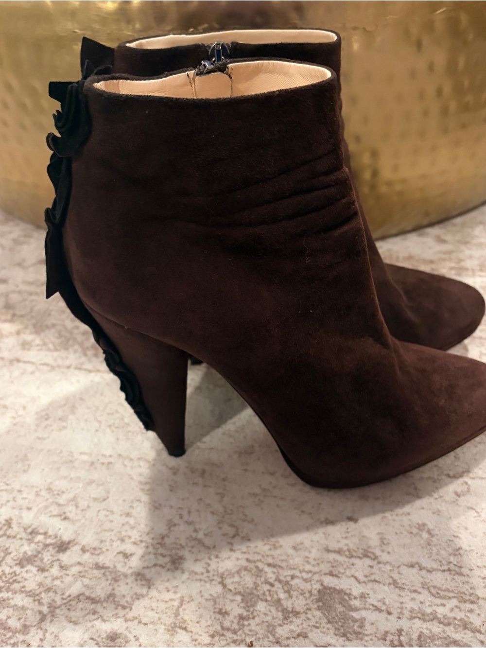 Prada Dark Brown Suede Ankle Booties - Picture 2 of 5